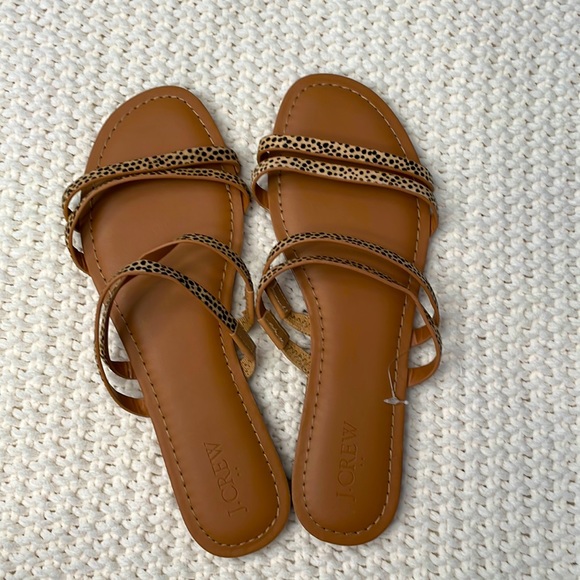 J. Crew thin strapped calf hair slides size 8